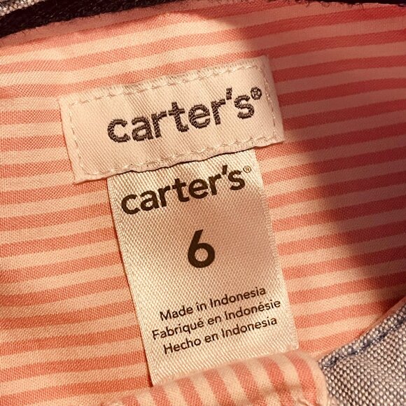 Carter's Boy Pink Striped Button-Down Shirt Long Sleeve Size 6 - Picture 7 of 8